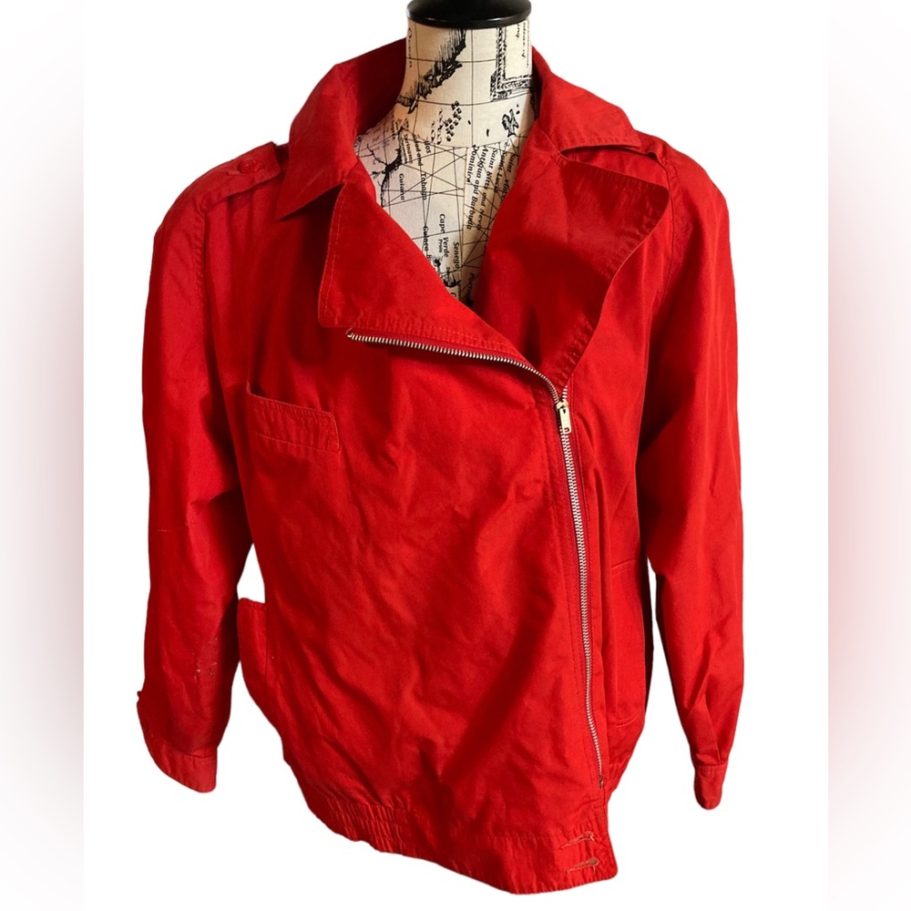 Braeton vintage red side zipper shoulder pads jacket 11